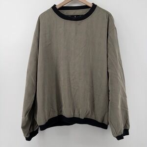 Vtg Bill Blass Long Sleeve Pullover Windbreaker Plaid Lightweight Tan‎ Men XXL